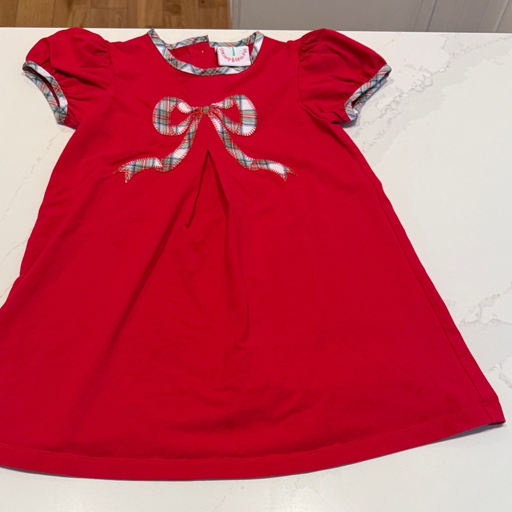Red Plaid Bow Kids Dress